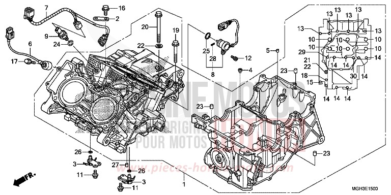 CARTER MOTEUR (VFR1200X) de VFR1200X "Crosstourer" Méca CANDY PROMINENCE RED (R342) de 2012